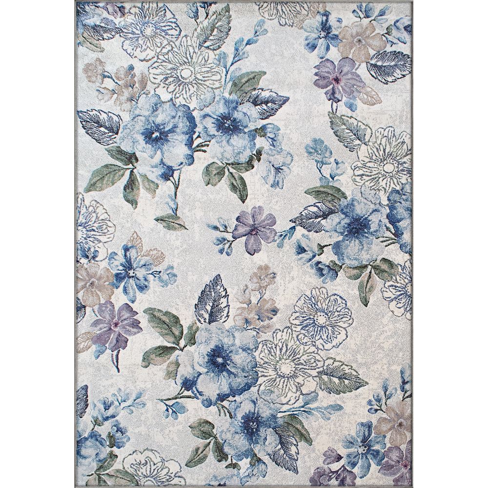 Dynamic Rugs 63322-6141 Eclipse 5.3 Ft. X 7.7 Ft. Rectangle Rug in Cream/Blue